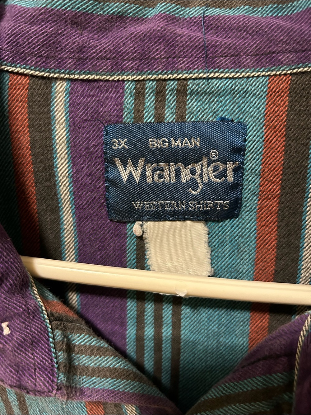 Vintage Wrangler Big Man Striped Pearl Snap - Picture 5 of 5